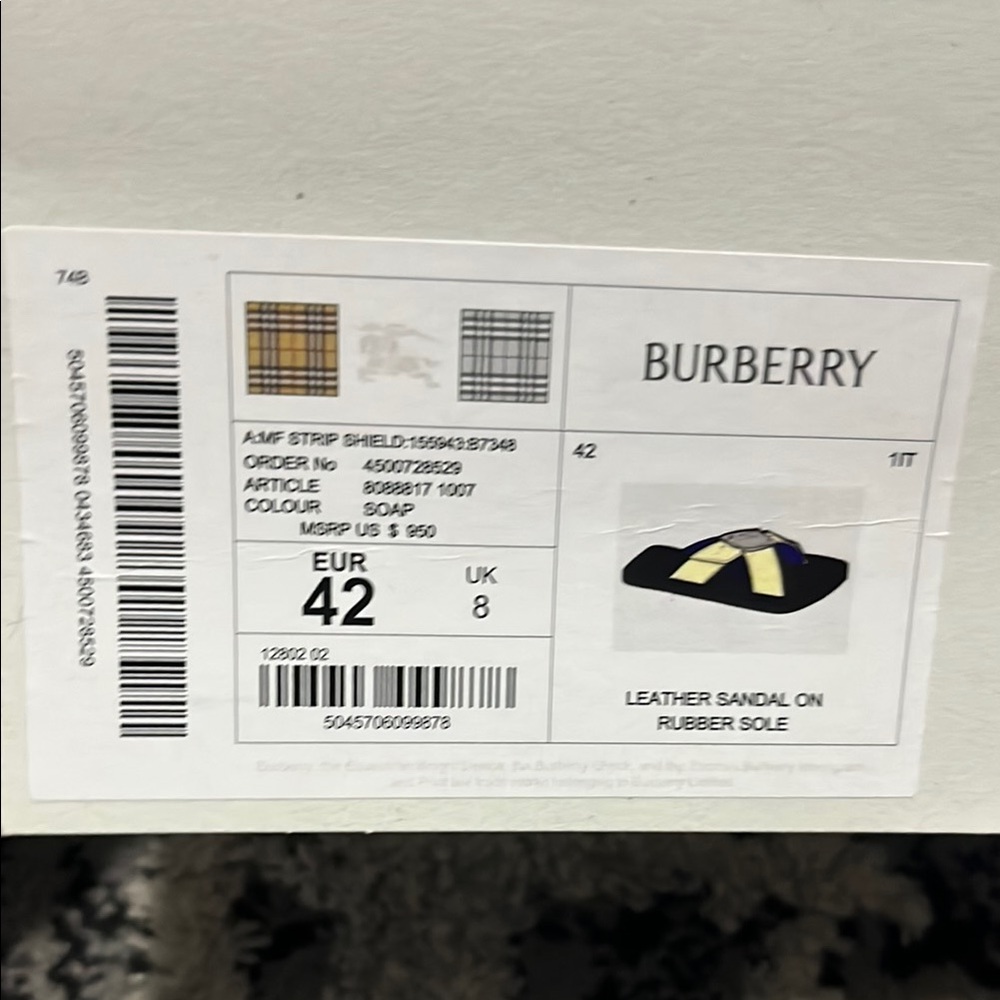 Men’s Burberry slides with chrome strap shield